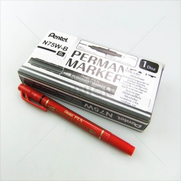 PENTEL ปากกาเขียน CD 2 หัว N75W <1/12> แดง